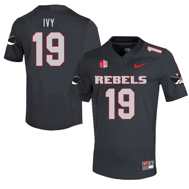 Men #19 Kevon Ivy UNLV Rebels College Football Jerseys Sale-Charcoal